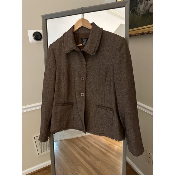 Bob Mackie Brown Tan Suit Coat Jacket Blazer Size 16 - Picture 2 of 6